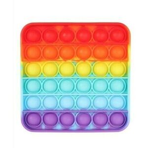 Fidget Toy Square Waffle Push Pop Bubble Rainbow Silicone Sensory